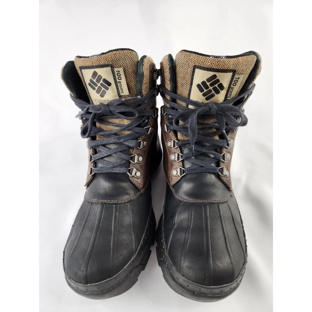COLUMBIA BUGABOOT Thermal Lining Omni-Heat Men 9 Waterproof Boots Leather Rubber